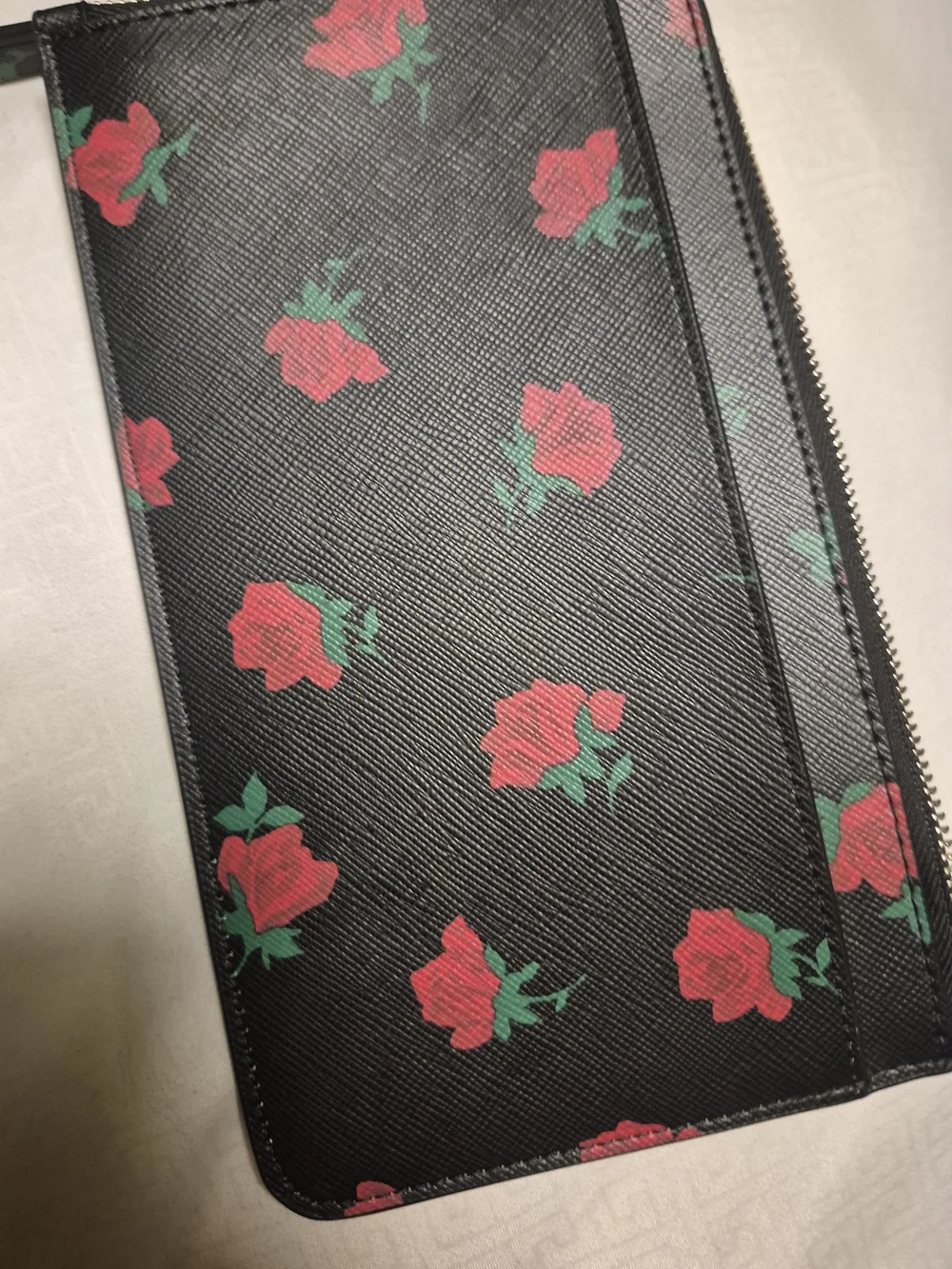kate spade Black Leather Wristlet with Gold-Tone Zip
